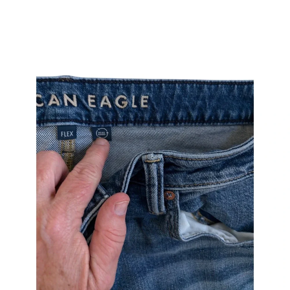 Mens American Eagle AirFlex+ Straight Leg Jeans Medium Wash Blue 36x30‎